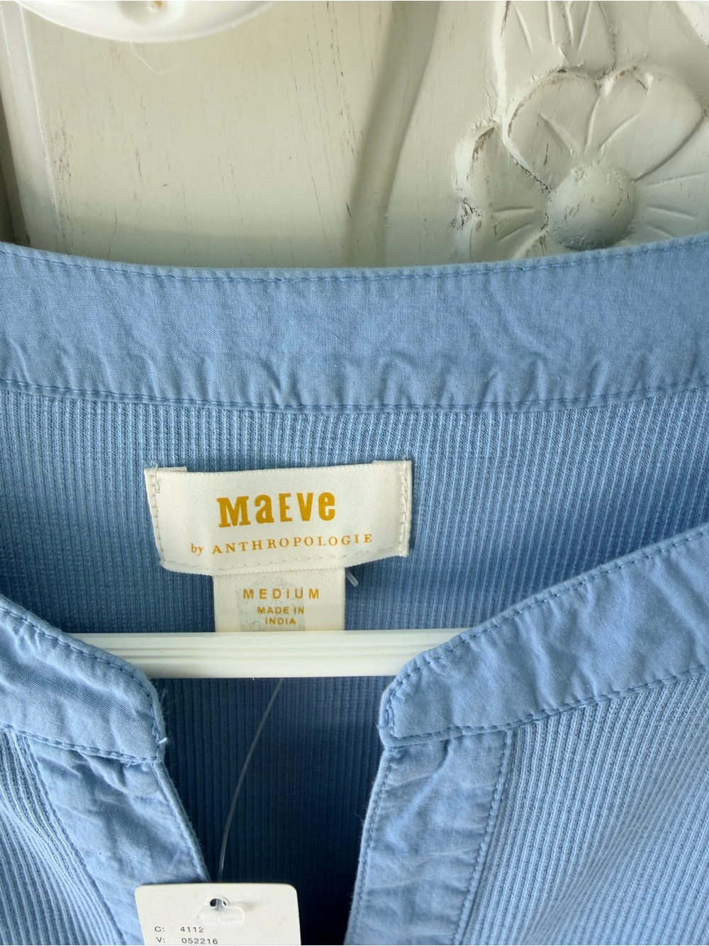 NWT Anthropologie Maeve Light Blue Three-Quarter Sleeve Henley Top - Picture 3 of 4
